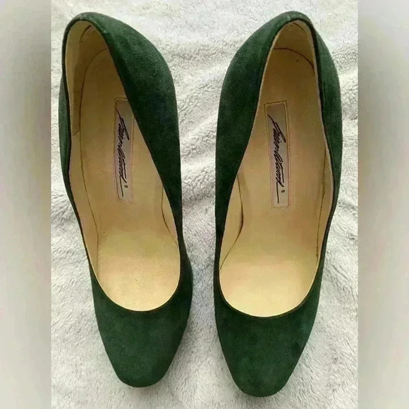 Brian Atwood Maniac Emerald Suede Leather Platform Heels - Picture 4 of 8